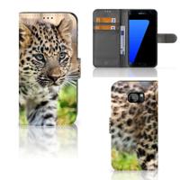 Samsung Galaxy S7 Edge | Telefoonhoesje | Met pasjeshouder | Baby Luipaard