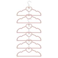 Kledinghangers hartvorm - 6x - roze - kinderkamer / babykamer - 33 x 20,5 cm