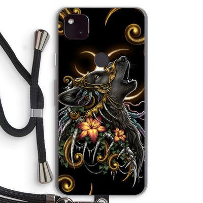 Huilende Wolf: Pixel 4a 5G Transparant Hoesje met koord