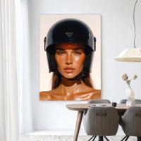 Urban Cotton Wandkleed 'Prada Helmet' 80 x 110cm in Frame - black