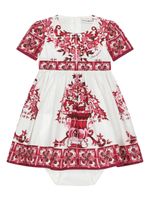 Dolce & Gabbana Kids Majolica-print A-line dress - Blanc