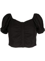 tout a coup blouse crop à broderies - Noir