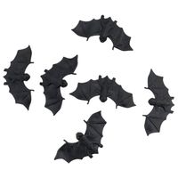 Chaks nep vleermuizen 10 cm - zwart - 6x stuks - griezel/horror thema decoratie dieren - Feestdecoratievoorwerp - thumbnail