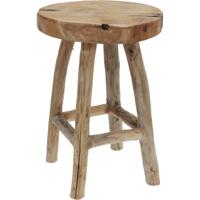 Bijzet krukje TEAK STOOL - lichtbruin - hout - D35 x H42 cm - Meubels - Zitten