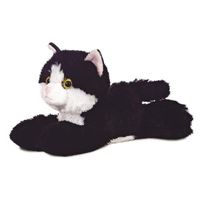 Pluche zwart/witte kat/poes knuffel 20 cm speelgoed - thumbnail