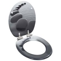 The Living Store Toiletbril - Stenen ontwerp - Soft-close functie - MDF - Chroom-zinklegering - 42.5 x 35.8 cm - 43.7 x - thumbnail