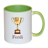 Trofee mok met naam (groen)