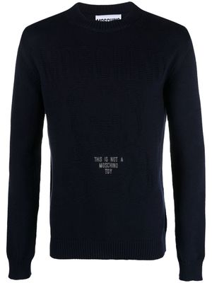 Moschino pull à slogan en intarsia - Bleu