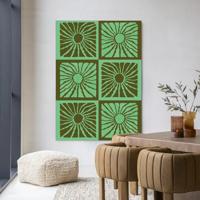 Urban Cotton Wandkleed 'Suns In Green' 80 x 110cm in Frame - black