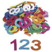 100x Zelfklevende hobby/knutsel foam/rubber cijfers met glitters   -