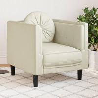 Fauteuil met kussen fluweel crmekleurig