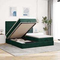 Ottoman bed met matrassen 160x200cm fluweel donkergroen