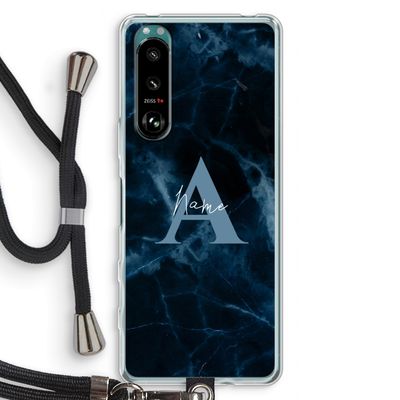 Midnight Marble: Sony Xperia 5 III Transparant Hoesje met koord
