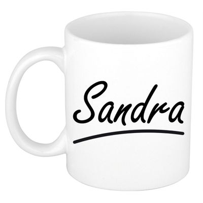 Naam cadeau mok / beker Sandra met sierlijke letters 300 ml Naam cadeau mok / beker Sandra met sierlijke letters 300 ml