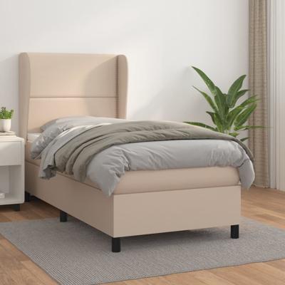 Boxspring met matras kunstleer cappuccinokleurig 90x200 cm