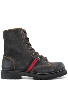 Gucci bottines en jean à rayures RWB - Gris