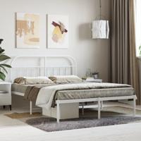 Bedframe met hoofdbord metaal wit 140x190 cm