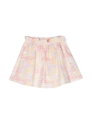 Off-White Kids jupe évasée en coton à logo imprimé - Blanc