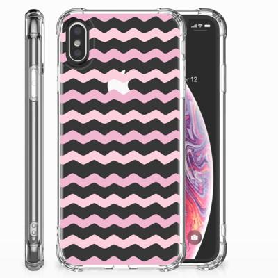 Apple iPhone X | Xs Doorzichtige Silicone Hoesje Waves Roze Apple iPhone X | Xs Doorzichtige Silicone Hoesje Waves Roze