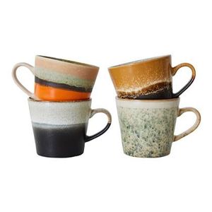 HKliving 70's Cappuccinomok 0,3 L - Set van 4 - Verve