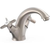 Wastafelkraan Tres Clasic | Opbouw | Mengkraan | Standaard model | 2-knops | Vintage | RVS look