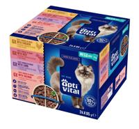 OPTIVITAL Box with chicken, beef, lamb, salmon - nat kattenvoer - 24x85g