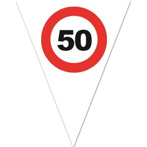 6x stuks leeftijd verjaardag vlaggenlijn met 50 jaar stopbord opdruk 5 meter