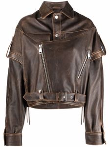 Manokhi veste de moto à fermeture zippée - Marron