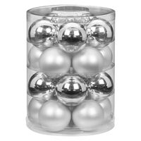 40x stuks glazen kerstballen elegant zilver mix 6 cm glans en mat - thumbnail