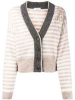 Brunello Cucinelli cardigan rayé en laine d'alpaga - Marron