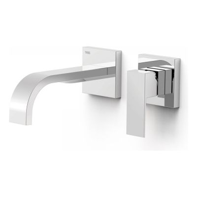 Tres Cuadro inbouw wastafelkraan uitloop 18 cm vierkant chroom