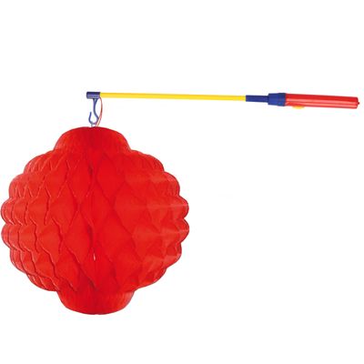 Sint Maarten setje - Rode Aziatische lampion 25 cm met lampionstokje