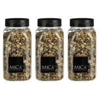 Mica Decorations decoratie stenen - 3x - 650ml - bruin mix - hobby steentjes