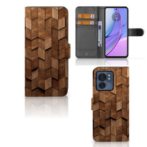 Book Style Case voor Motorola Edge 40 Wooden Cubes