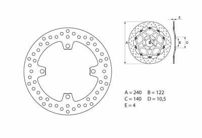 BREMBO Serie Oro remschijf, remschijven voor de moto, vast 68B40788