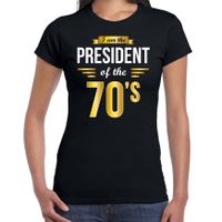 President of 70 s t-shirt zwart dames - Verkleed shirt jaren 70/ seventies feest