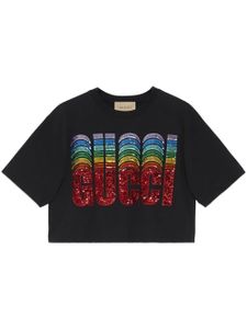 Gucci t-shirt crop à logo imprimé - Noir