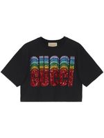 Gucci t-shirt crop à logo imprimé - Noir