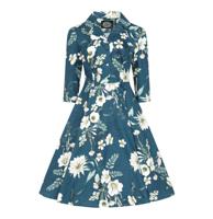 Hearts & Roses Petal Floral Swing Dress Blue-XS