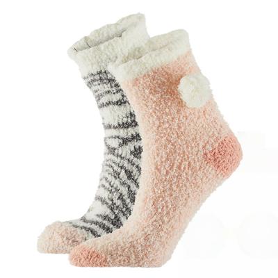 Apollo Dames sokken - 2 pack - roze - maat 36/41 - pluche - warm