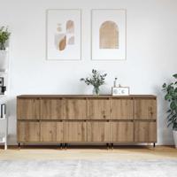 Dressoirs 3 pcs artisanaal eikenkleurig 180 x 35 x 70 cm