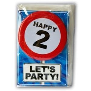 Happy Age Kaart Button - 2 Jaar