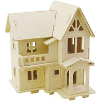 Creativ Company 3d houten constructie set, huis met balkon, afm 15,8x17,5x19,5, 1 stuk
