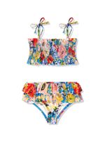 ZIMMERMANN Kids bikini volanté à fleurs - Bleu - thumbnail