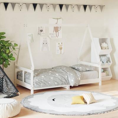 Kinderbedframe 80x160 cm massief grenenhout wit