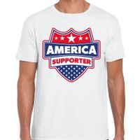 Amerika / America schild supporter t-shirt wit voor heren
