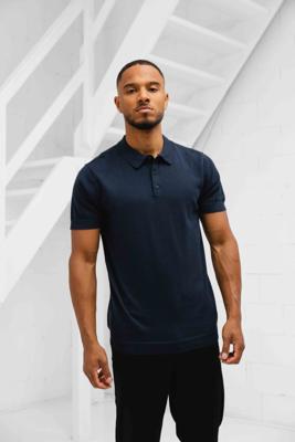 Pure Path Essential Knitwear Polo Heren Donkerblauw - Maat S - Kleur: Donkerblauw | Soccerfanshop