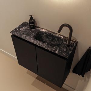 Toiletmeubel Mondiaz Ture Dlux | 60 cm | Meubelkleur Urban | Eden wastafel Lava Rechts | 1 kraangat