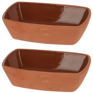 Tapasschaaltje/serveerschaaltje - 4st - Terracotta - 170ml 13x9x3,5cm - Serveerschalen