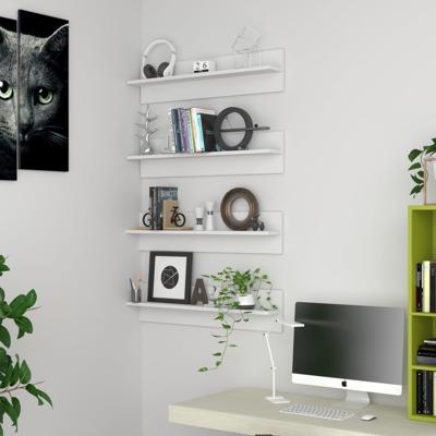 Wandschappen 4 st 80x11,5x18 cm bewerkt hout wit